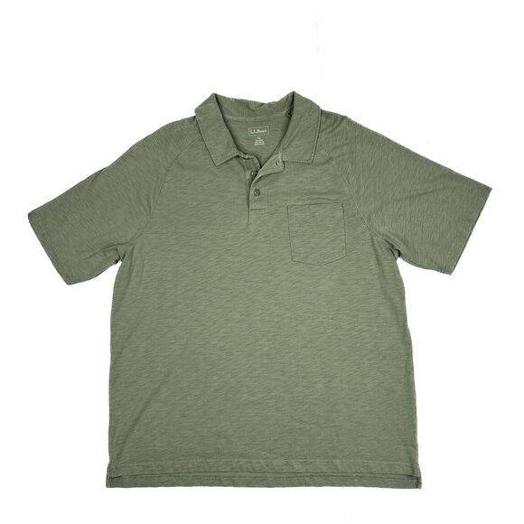 L. L. Bean Vintage Marled 100% Cotton Polo in Medium Green - Size XL - Picture 1 of 5